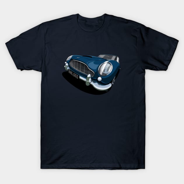 1966 Aston Martin DB5 in dark blue T-Shirt by candcretro